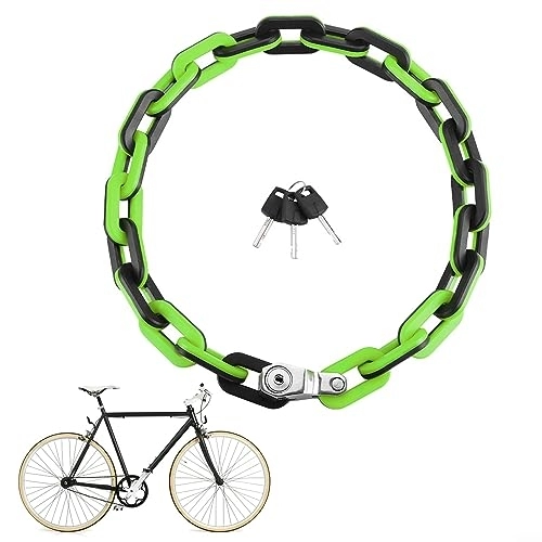 Cerraduras de bicicleta : DAZZLEEX Candado de cadena de bicicleta, cadena de seguridad resistente de 1 m, eslabones antirrobo para remolque de bicicleta, ciclomotor (verde)