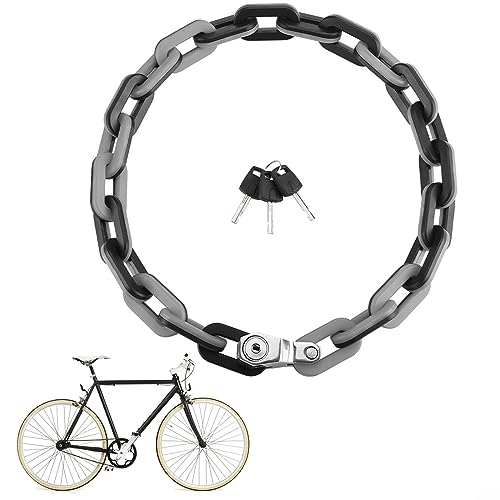 Cerraduras de bicicleta : DAZZLEEX Candado de cadena de bicicleta, cadena de seguridad resistente de 1 m, eslabones antirrobo para remolque de bicicleta y ciclomotor (plateado + gris)