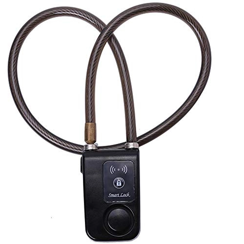 Cerraduras de bicicleta : DEWIN Bluetooth Smart Lock, App Control antirrobo de Alarma de Bloqueo de Cadena con Alarma de 105dB para Puertas de Bicicletas(Negro)