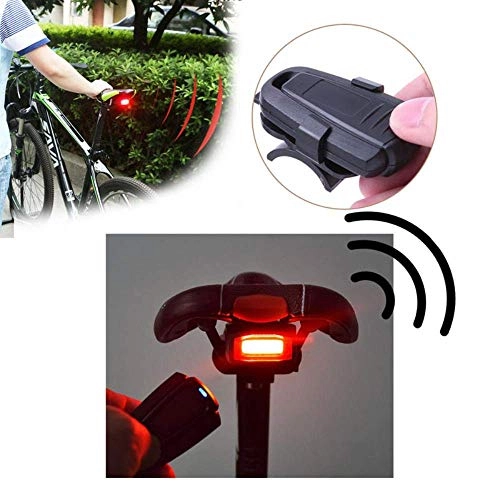 Cerraduras de bicicleta : DJYD 4 en 1 antirrobo de Bicicletas Seguridad Alarma Control Remoto inalámbrico de Alerta Luces traseras de Bloqueo Warner Bicicleta Impermeable Accesorios de la lámpara FDWFN (Color : Red Lock)