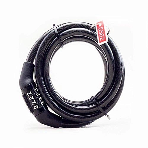 Cerraduras de bicicleta : DJYD Bicicleta de Cable básico Self Lock arrollar reajustable combinación de Alarma Cable de Acero de Bicicletas Bloqueo de los Accesorios, Negro FDWFN (Color : Black)