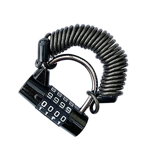 Cerraduras de bicicleta : DYTWXG Mini Bike Lock 1500mm Plegable Mochila Casco de Motocicleta Contraseña de 4 dígitos Combinación Antirrobo Gym Cable Lock (Color : Black, Size : 1.5m)