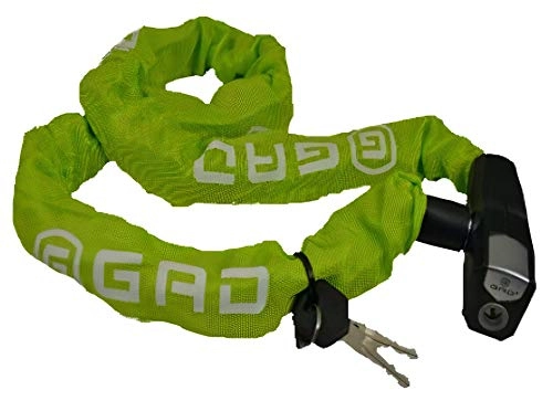 Cerraduras de bicicleta : GAD Antiro - Candado de cadena (110 cm, acero / latón), color verde