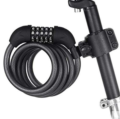 Cerraduras de bicicleta : Hnsms Bicycle Lock 150Cm Antirrobo Bicicleta portátil Coche Fijo Cable de Acero Cerradura Negra (incluida la Cerradura)