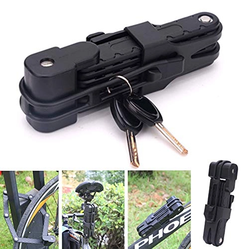 Cerraduras de bicicleta : MASO Cerradura plegable para bicicleta, antirrobo universal, con 6 juntas de metal endurecido de alta seguridad, color negro