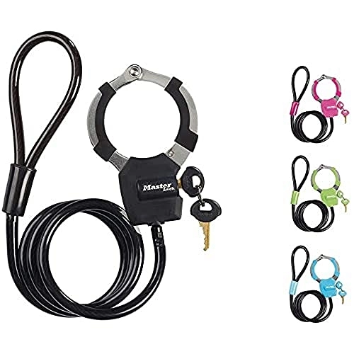 Cerraduras de bicicleta : Master Lock 8275 - Candado para Marco de Bicicleta con Cable en Espiral Negro Negro Talla:Talla única