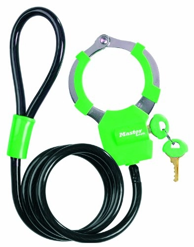Cerraduras de bicicleta : Master Lock 8275 - Candado para Marco de Bicicleta con Cable en Espiral Negro Negro / Verde Talla:Talla única