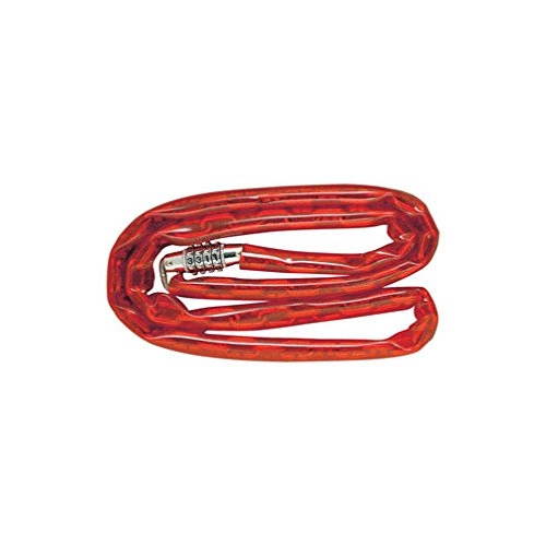 Cerraduras de bicicleta : Master Lock Cerradura de combinación de barril y cadena de 4 esferas de acero rojo cardado de 4 pies