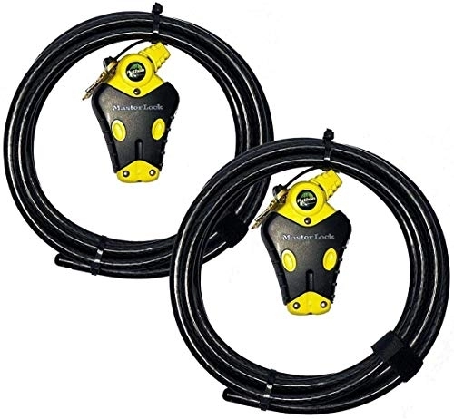 Cerraduras de bicicleta : Master Lock - Dos cierres de cable ajustables Python de 12 pies con llave igual, 8413KACBL-1212