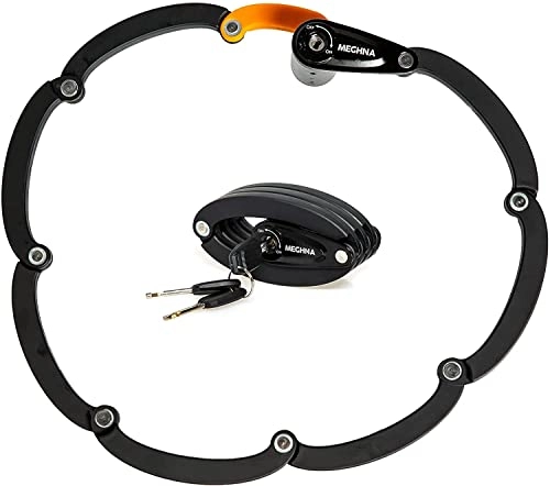 Cerraduras de bicicleta : MEGHNA Candado plegable para bicicleta de aleación de acero con candado de cadena y soporte de montaje antirrobo fuerte seguridad con 3 llaves de 85 cm