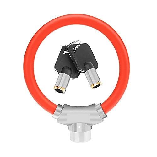 Cerraduras de bicicleta : Mini accesorios de seguridad portátil antirrobo anillo para exteriores con 2 botones de protección universal para motocicleta y bicicleta de PVC (color: rojo)
