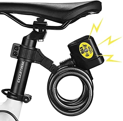 Cerraduras de bicicleta : NBXLHAO Cable de Bloqueo de Bicicleta con Alarma, Nivel de Sonido de Alarma 110 DB, candados de Bicicleta antirrobo a Prueba de Agua, Alarma de Seguridad antirrobo para Bloqueo de Bicicleta
