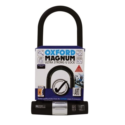 Cerraduras de bicicleta : Oxford Magnum Ultra Stong U Lock Grillete, Unisex, Negro, 18 x 34 cm