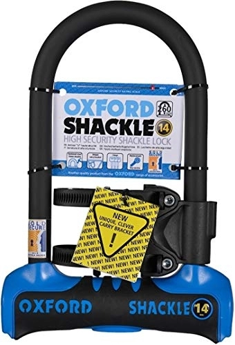 Cerraduras de bicicleta : Oxford Unisex grillete 14 U-Lock, Azul, 260 mm x 177 mm