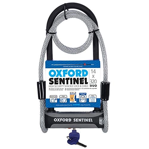 Cerraduras de bicicleta : Oxford Unisex Sentinel Plus U-Lock Duo X, Gris, 14 mm x 320 mm