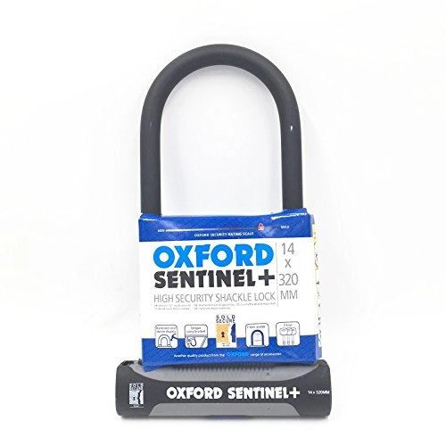 Cerraduras de bicicleta : Oxford Unisex Sentinel Plus U-Lock X, Negro, 14 mm x 320 mm