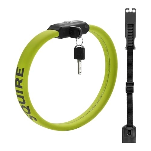 Cerraduras de bicicleta : P4B | Candado de seguridad portátil con llave | 85 cm x 3, 5 cm (LxB) | Cómodo de llevar | No raya la pintura de la bicicleta | Candado para bicicleta en verde / negro