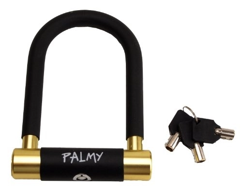 Cerraduras de bicicleta : Palmy Mini Aluminium U-lock (5.1" X 2.95") Black / gold