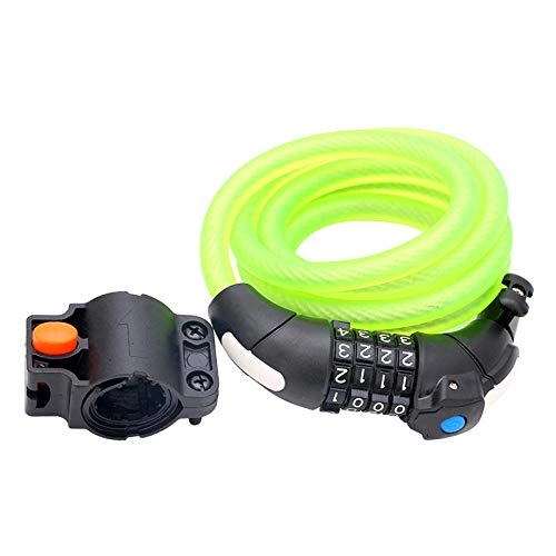 Cerraduras de bicicleta : peipei Bicycle Lock with Light Password Anti-Theft Mountain Bike Lock Dead Fly Bicycle Electric Car Battery Steel Cable Lock Equipment Accessories-Green_Large Discount