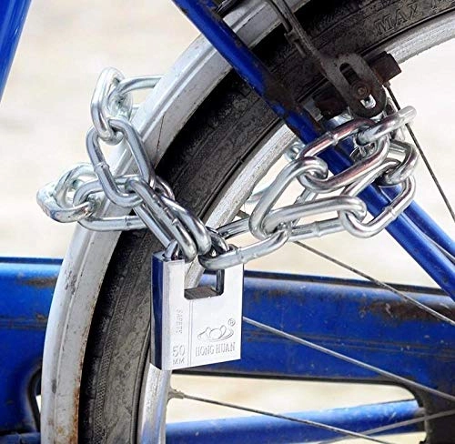 Cerraduras de bicicleta : peipei Chain Iron Chain Motorcycle Waterproof Chain Lock Stainless Steel Anti-Theft Lock Gate Anti-Shear Outdoor Chain universal-5m Chain with Shear Lock 6mm