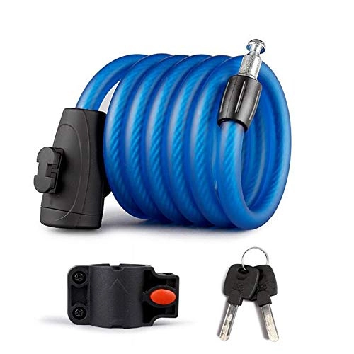 Cerraduras de bicicleta : PIANAI Candado De Bicicleta Antirrobo Bloqueo Cable[1, 8M / 1.2M Cable] [Llave] [Exterior] Ideal para Bicicleta Monopatín Paseante Cortacésped Y Otro Equipo, Azul, 1.8m
