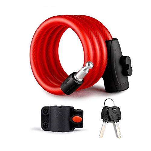 Cerraduras de bicicleta : PIANAI Candado De Bicicleta Antirrobo Bloqueo Cable[1, 8M / 1.2M Cable] [Llave] [Exterior] Ideal para Bicicleta Monopatín Paseante Cortacésped Y Otro Equipo, Rojo, 1.2m