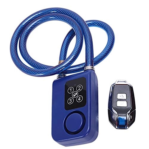 Cerraduras de bicicleta : PPCLU Bicicleta de Bloqueo antirrobo de Seguridad sin Hilos de la Alarma teledirigida Bloqueo de 4 dígitos LED (Azul) (Color : Blue)