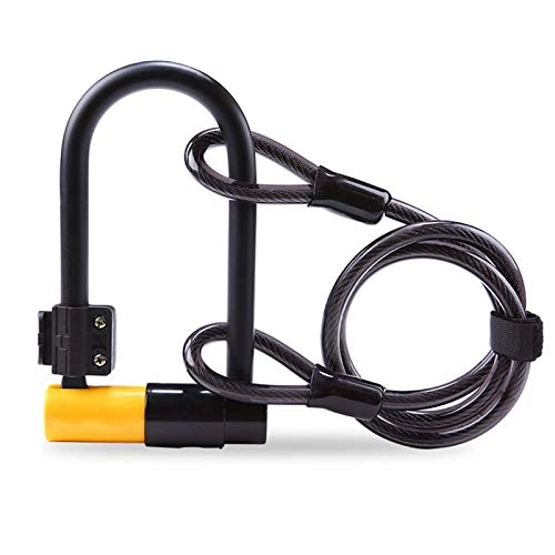 Cerraduras de bicicleta : PPCLU Bicicleta T-Lock de Bloqueo de Cable de Cobre fijado con 2 Llaves antirrobo de Bicicletas Bloqueo Conjunto de Acero Resistente de Seguridad de la Bici por Cable U Lock Set (Color : Yellow)