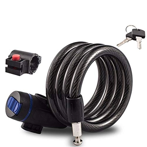 Cerraduras de bicicleta : PPLAS De la Bici Bike Lock Cable Básico espiralado Combinación Cable cerraduras de Bicicletas con Cables de Acero Soporte Flexibles (Color : Blue)