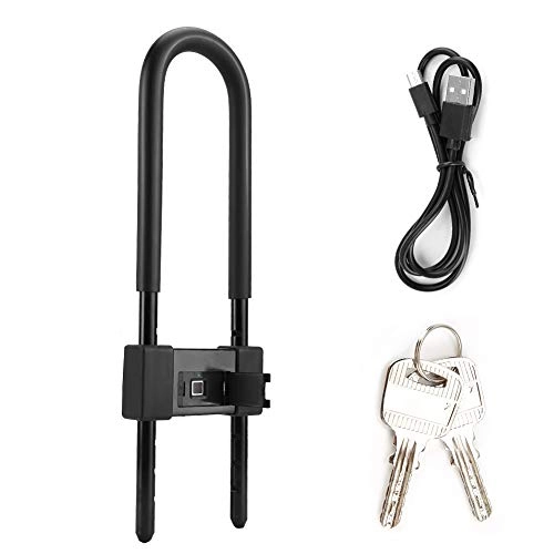 Cerraduras de bicicleta : Qiterr U-Lock, U Tipo Portátil IP65 USB LED Huella Digital Candado Antirrobo Cerradura de Puerta de Bicicleta de Seguridad Inteligente