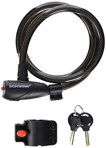 Cerraduras de bicicleta : Schwinn Cable Cerradura con Llave con luz, Negro, 6 "x 15 mm