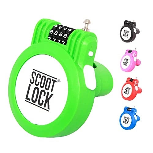 Cerraduras de bicicleta : SCOOT LOCK® Cerradura de bicicleta portátil y cerradura de scooter con cerradura de bicicleta reforzada y cerradura de scooter para niños y adultos (verde)