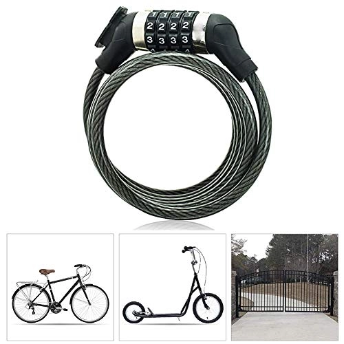 Cerraduras de bicicleta : SGSG Cable para candado de Bicicleta, combinación de candado para Bicicleta, 4 dígitos liviano, candado de combinación para Bicicleta, portátil, MTB, códigos de candado para Bicicleta de carreter