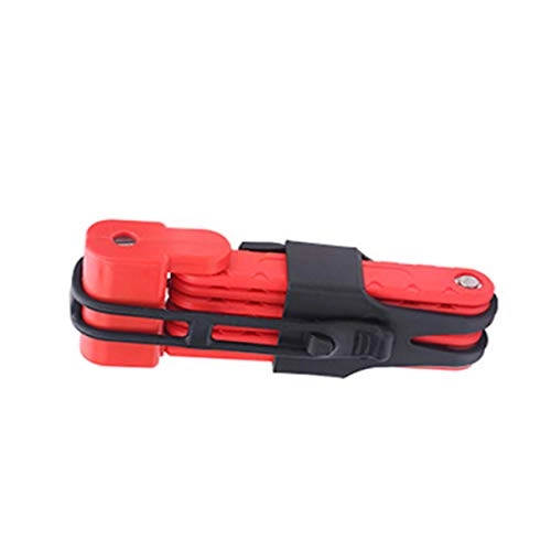 Cerraduras de bicicleta : SOONHUA Candado de bicicleta plegable universal de aleación de acero antirrobo con 6 articulaciones con soporte de montaje para llaves (rojo)