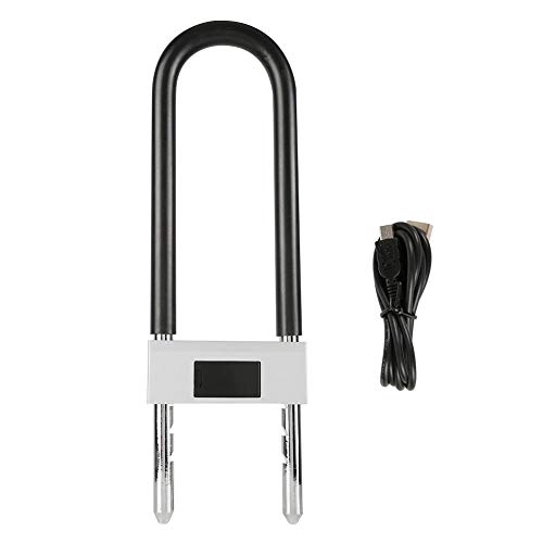 Cerraduras de bicicleta : Suchinm Huella Digital U Lock, IP65 Impermeable Inteligente Tipo U Bluetooth Lock con Carga USB para Bicicletas de almacn de Oficina en casa