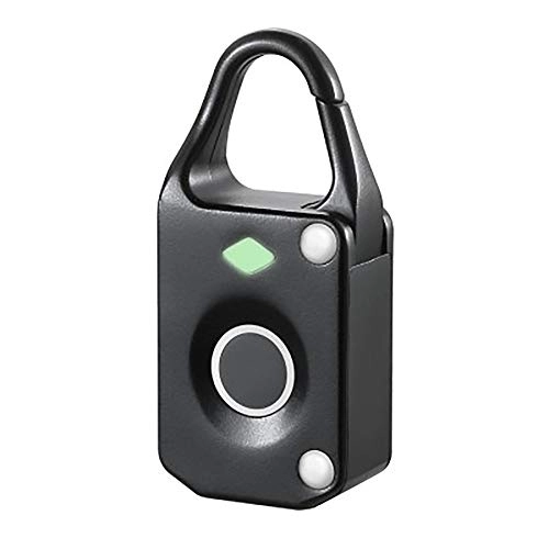Cerraduras de bicicleta : TRQJY Smart Lock, Huella Digital Candado Seguridad Impermeable Cerradura Sin Llave Cargador USB A Prueba De Polvo Desbloqueo Rápido Adecuado para Mochila Equipaje, Negro