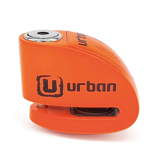 Cerraduras de bicicleta : URBAN UR906N Candado Antirrobo Disco Alarma 120 db, Eje 6 mm Universal Moto Scooter Bici, Naranja Fluor, 6