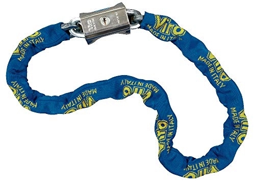 Cerraduras de bicicleta : Viro 4247.1 Bloqueador de cadena con cadena de 120 cm con funda de tejido azul, sección de cadena de 10 mm, fabricado en Italia