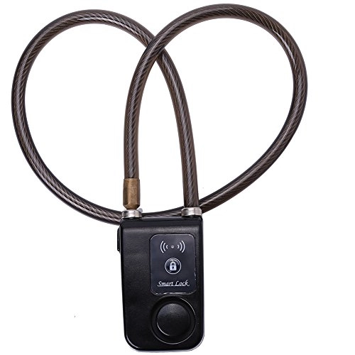 Cerraduras de bicicleta : Vélos Gates Bluetooth Smart Lock, APP Contrôle Anti Vol d'alarme antivol à Chaîne avec 105 DB Alarme, Noir