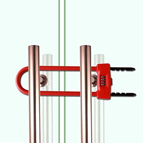 Cerraduras de bicicleta : XUE-1 Cerradura de la Puerta de Vidrio con contrasea - U-Lock para Uso de la Oficina en casa (Rojo 1)