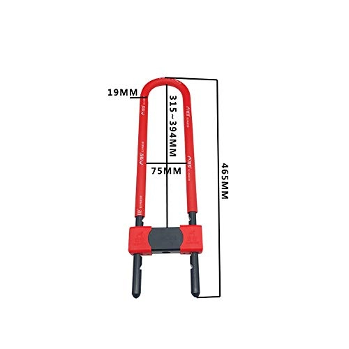 Cerraduras de bicicleta : XUE-1 Cerradura de la Puerta de Vidrio telescpica - Cerradura de la Puerta de Vidrio de Corte Anti-hidrulica Anti-Robo U-Lock para Uso en Tiendas de Oficina en casa (Red / 10 tecla B)