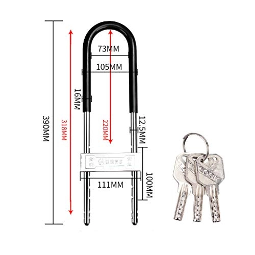 Cerraduras de bicicleta : XUE-1 U-Lock Bicycle Lock Motocicleta Coche elctrico Antirrobo Carga Smart U-Shaped Lock Glass Door Lock Anti-hidrulico (3 Teclas / Negro 2)