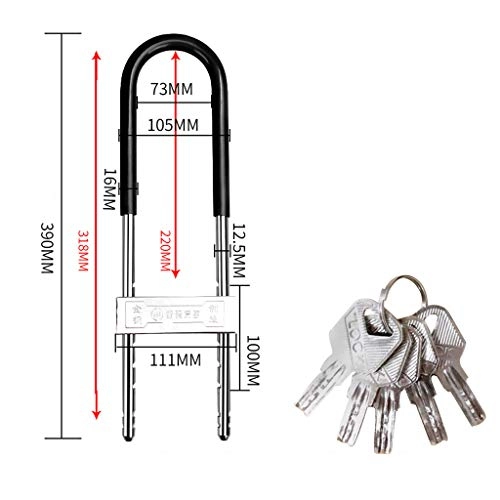 Cerraduras de bicicleta : XUE-1 U-Lock Bicycle Lock Motocicleta Coche elctrico Antirrobo Carga Smart U-Shaped Lock Glass Door Lock Anti-hidrulico (5 Teclas / Negro 2)