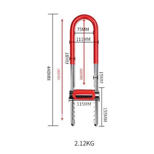 Cerraduras de bicicleta : XUE-1 U-Lock Bicycle Lock Motocicleta Coche elctrico Antirrobo Carga Smart U-Shaped Lock Glass Door Lock Anti-hidrulico (5 Teclas / Rojo)