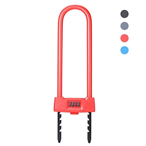 Cerraduras de bicicleta : YDBET Cerradura de combinacin de 4 dgitos reiniciable en U, USB Recargable IP65 a Prueba de Agua Smart Keyless Glass Door Car Bike Motorcycle Lock, Rojo