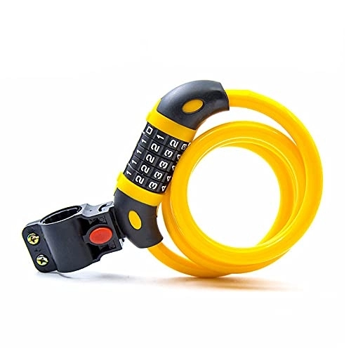 Cerraduras de bicicleta : ZHANGLE Bicicleta Ciclismo Montar contraseña Bloqueo 5 Número Número de Seguridad Digital MTB Codificado Cable Cable Cable de Acero Truco Accesorios de Lock (Color : Yellow)