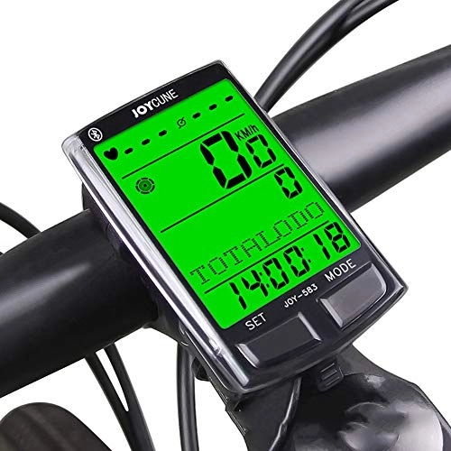 Ordenadores de ciclismo : AJL Moto Bluetooth Equipo velocímetro odómetro Temporizador Bicicleta - con Monitor de frecuencia cardíaca Sensor de cadencia inalámbrico de Control con Cable - Impermeable retroiluminación LCD