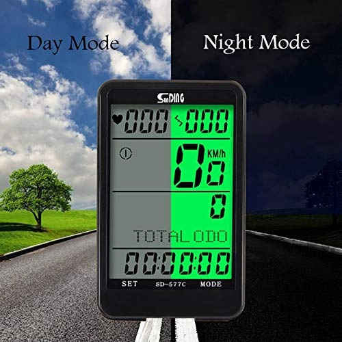 Ordenadores de ciclismo : Binge Sunding SD 577C Bike Speedometer Wireless Heart Rate Cadence Monitor Stopwatch