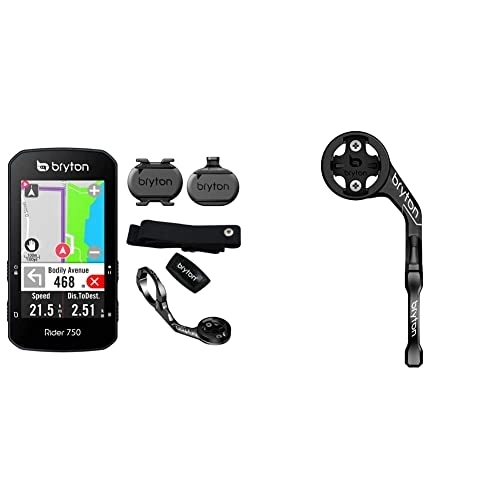 Ordenadores de ciclismo : Bryton 750 t GPS, Adultos Unisex, Negro, pequeño & Soporte GPS Sport Mount, Negro