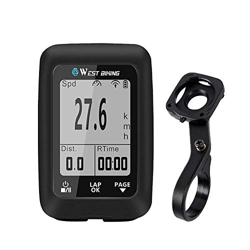 Ordenadores de ciclismo : Computadora de bicicleta GPS Bluetooth ANT + cronmetro de bicicleta inalmbrico impermeable IPX7 carretera cuentakilmetros velocmetro de bicicleta Medidor de velocidad MULTIFUNCIN Y ANCHO